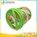 400g Round IML Lockable Easy Open Plastic Cracker Container, Plastic Biscuit Packaing with Cover